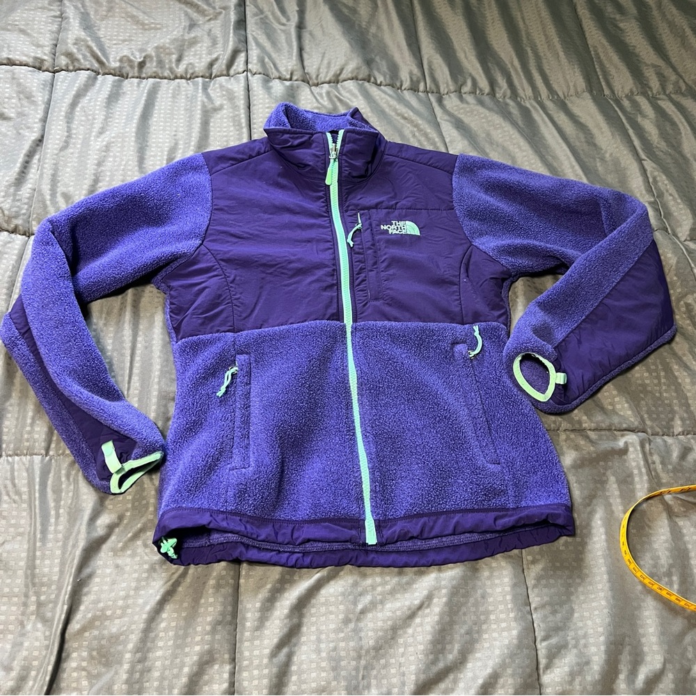 The north face polartec recycled purple fleece aqua accents size small